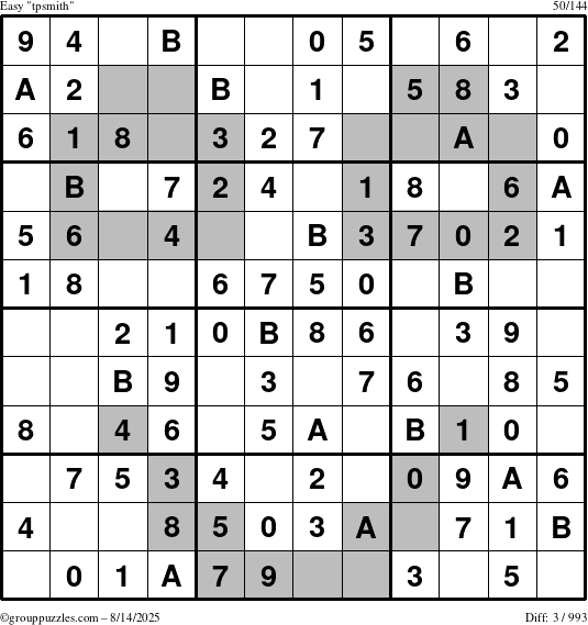 The grouppuzzles.com Easy tpsmith puzzle for Thursday August 14, 2025