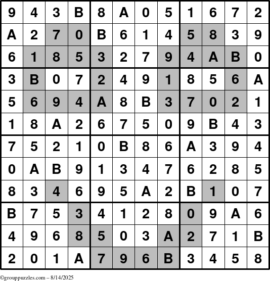 The grouppuzzles.com Answer grid for the tpsmith puzzle for Thursday August 14, 2025