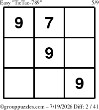 The grouppuzzles.com Easy TicTac-789 puzzle for Sunday July 19, 2026
