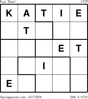 The grouppuzzles.com Easy Katie puzzle for Saturday June 27, 2026