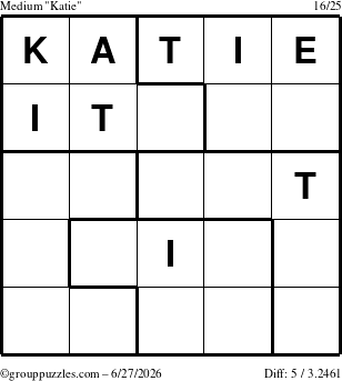 The grouppuzzles.com Medium Katie puzzle for Saturday June 27, 2026
