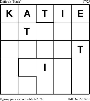 The grouppuzzles.com Difficult Katie puzzle for Saturday June 27, 2026