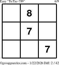The grouppuzzles.com Easy TicTac-789 puzzle for Thursday January 22, 2026