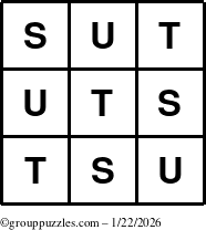 The grouppuzzles.com Answer grid for the TicTac-STU puzzle for Thursday January 22, 2026