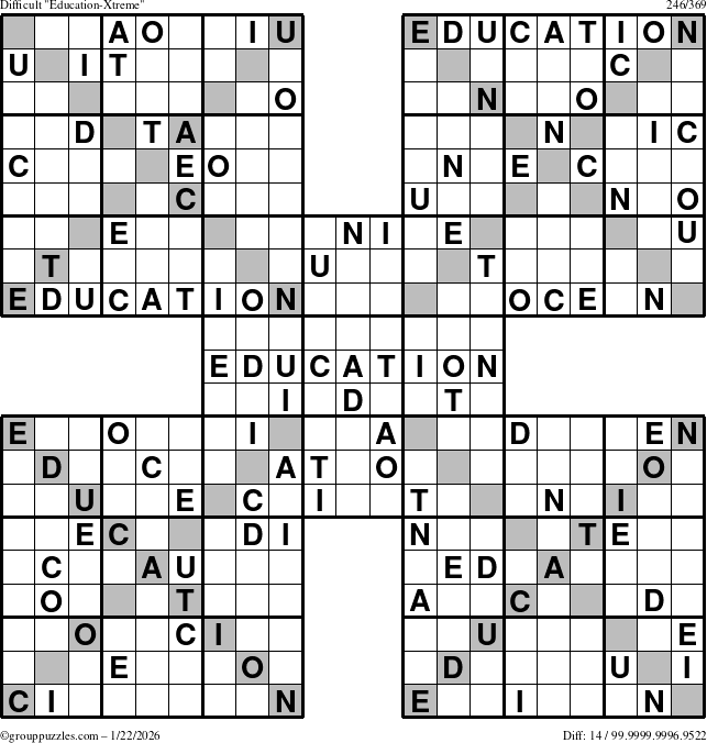The grouppuzzles.com Difficult Education-Xtreme puzzle for Thursday January 22, 2026