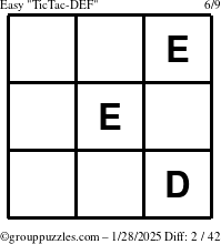 The grouppuzzles.com Easy TicTac-DEF puzzle for Tuesday January 28, 2025