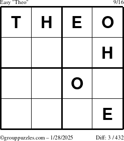 The grouppuzzles.com Easy Theo puzzle for Tuesday January 28, 2025