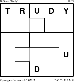 The grouppuzzles.com Difficult Trudy puzzle for Tuesday January 28, 2025