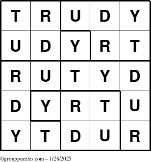 The grouppuzzles.com Answer grid for the Trudy puzzle for Tuesday January 28, 2025