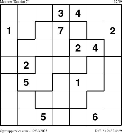 The grouppuzzles.com Medium Sudoku-7 puzzle for Tuesday December 30, 2025