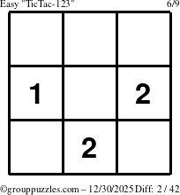 The grouppuzzles.com Easy TicTac-123 puzzle for Tuesday December 30, 2025