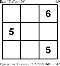 The grouppuzzles.com Easy TicTac-456 puzzle for Friday July 25, 2025