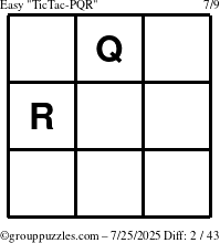 The grouppuzzles.com Easy TicTac-PQR puzzle for Friday July 25, 2025