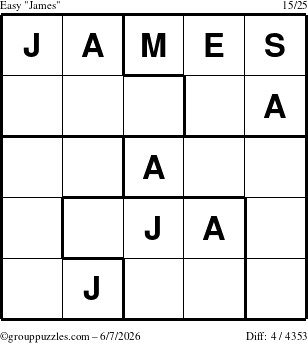 The grouppuzzles.com Easy James puzzle for Sunday June 7, 2026