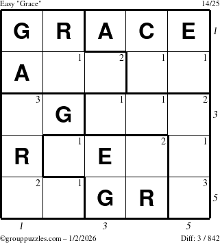 The grouppuzzles.com Easy Grace puzzle for Friday January 2, 2026 with all 3 steps marked