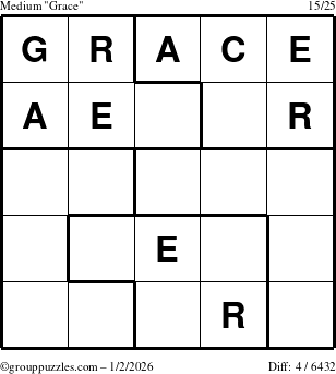 The grouppuzzles.com Medium Grace puzzle for Friday January 2, 2026