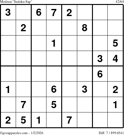 The grouppuzzles.com Medium Sudoku-8up puzzle for Friday January 2, 2026