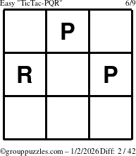 The grouppuzzles.com Easy TicTac-PQR puzzle for Friday January 2, 2026