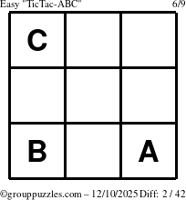 The grouppuzzles.com Easy TicTac-ABC puzzle for Wednesday December 10, 2025