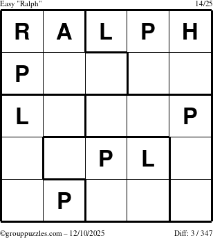 The grouppuzzles.com Easy Ralph puzzle for Wednesday December 10, 2025