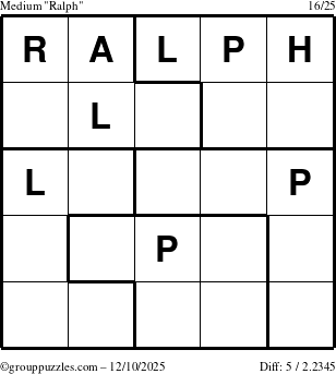 The grouppuzzles.com Medium Ralph puzzle for Wednesday December 10, 2025