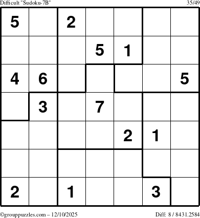 The grouppuzzles.com Difficult Sudoku-7B puzzle for Wednesday December 10, 2025