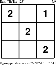 The grouppuzzles.com Easy TicTac-123 puzzle for Saturday July 5, 2025