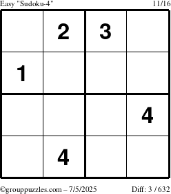 The grouppuzzles.com Easy Sudoku-4 puzzle for Saturday July 5, 2025