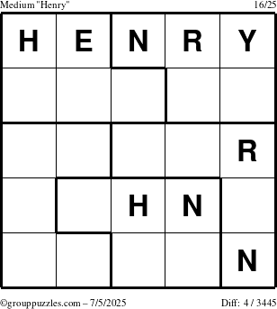 The grouppuzzles.com Medium Henry puzzle for Saturday July 5, 2025