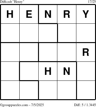 The grouppuzzles.com Difficult Henry puzzle for Saturday July 5, 2025