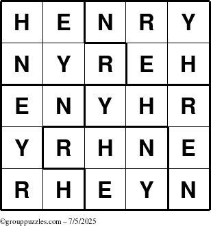 The grouppuzzles.com Answer grid for the Henry puzzle for Saturday July 5, 2025