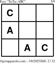 The grouppuzzles.com Easy TicTac-ABC puzzle for Wednesday January 8, 2025