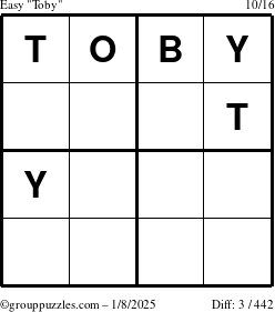 The grouppuzzles.com Easy Toby puzzle for Wednesday January 8, 2025