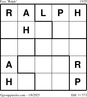 The grouppuzzles.com Easy Ralph puzzle for Wednesday January 8, 2025