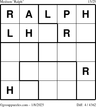 The grouppuzzles.com Medium Ralph puzzle for Wednesday January 8, 2025