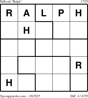 The grouppuzzles.com Difficult Ralph puzzle for Wednesday January 8, 2025