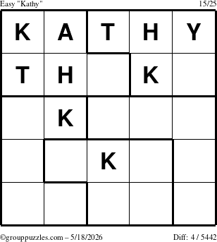 The grouppuzzles.com Easy Kathy puzzle for Monday May 18, 2026