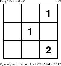 The grouppuzzles.com Easy TicTac-123 puzzle for Saturday December 13, 2025
