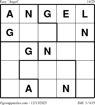 The grouppuzzles.com Easy Angel puzzle for Saturday December 13, 2025