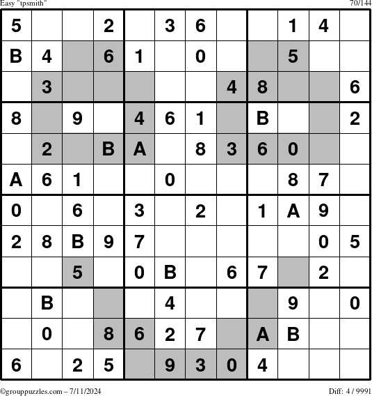 The grouppuzzles.com Easy tpsmith puzzle for Thursday July 11, 2024