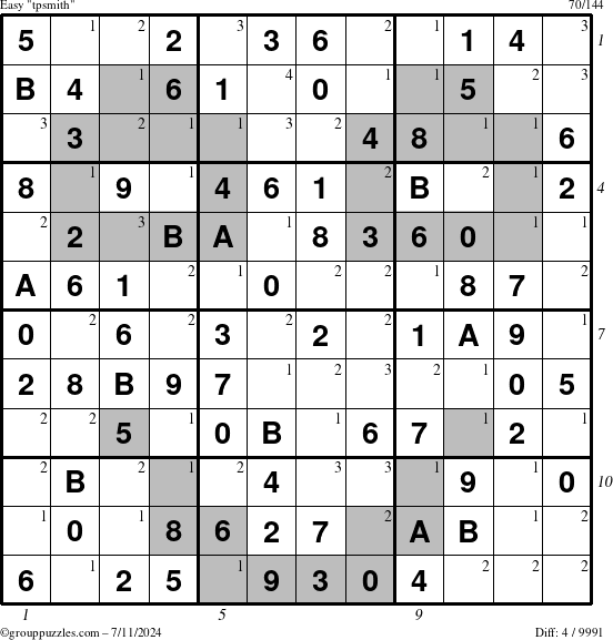 The grouppuzzles.com Easy tpsmith puzzle for Thursday July 11, 2024 with all 4 steps marked