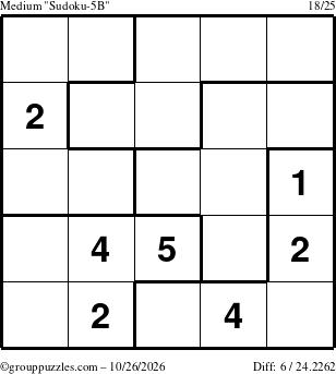The grouppuzzles.com Medium Sudoku-5B puzzle for Monday October 26, 2026
