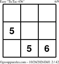 The grouppuzzles.com Easy TicTac-456 puzzle for Monday October 26, 2026