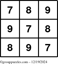 The grouppuzzles.com Answer grid for the TicTac-789 puzzle for Thursday December 19, 2024