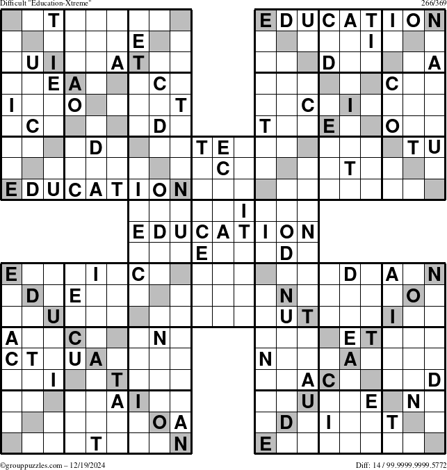 The grouppuzzles.com Difficult Education-Xtreme puzzle for Thursday December 19, 2024