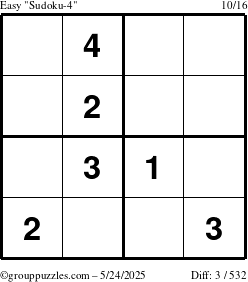 The grouppuzzles.com Easy Sudoku-4 puzzle for Saturday May 24, 2025