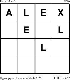 The grouppuzzles.com Easy Alex puzzle for Saturday May 24, 2025