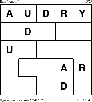 The grouppuzzles.com Easy Audry puzzle for Saturday May 24, 2025
