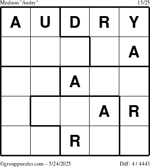 The grouppuzzles.com Medium Audry puzzle for Saturday May 24, 2025