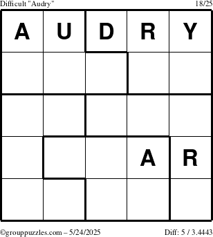 The grouppuzzles.com Difficult Audry puzzle for Saturday May 24, 2025